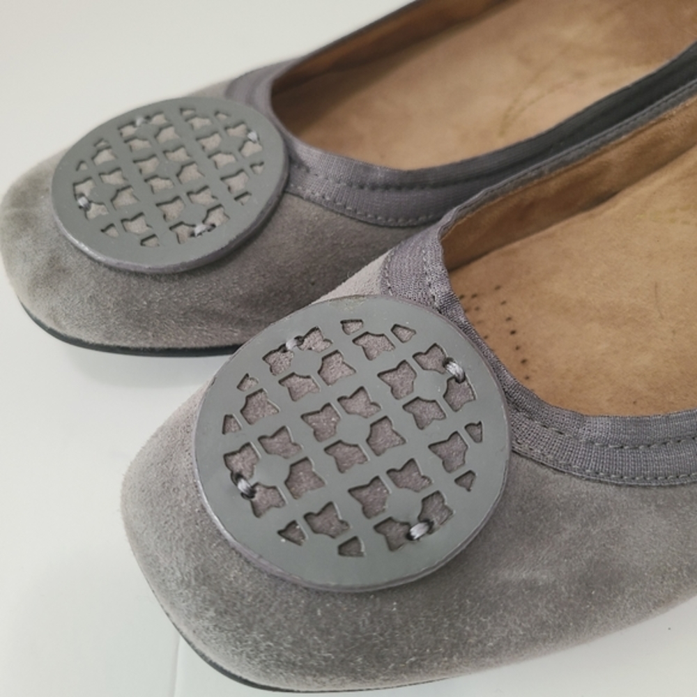 Clarks Candra Blush‎ Grey Suede Flat Size 7 - Picture 4 of 6